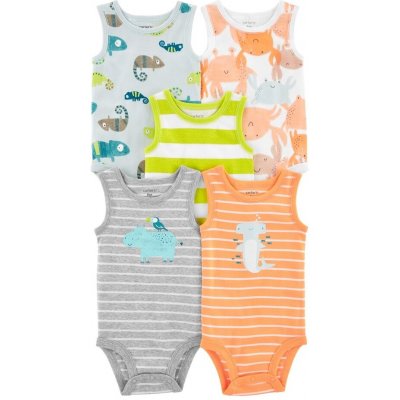 CARTER'S Body bez rukávů Stripes Animals kluk 5ks – Sleviste.cz