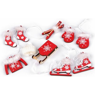 Prima-obchod Vánoční dekorace sáňky lyže brusle čepice bunda rukavice ponožky barva 2 červená – Zboží Mobilmania