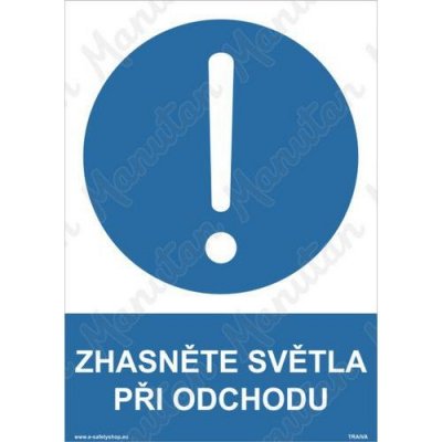 Zhasněte světla při odchodu, plast 148 x 210 x 0,5 mm A5 – Zbozi.Blesk.cz