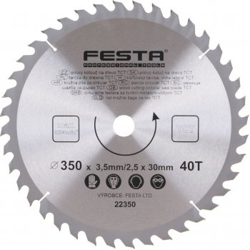 Festa Pilový kotouč s SK plátkem, 350 x 30 mm, 40 zubů, TCT, F22350