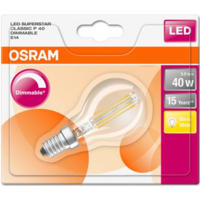 Osram LED SUPERSTAR CL P Filament 5W 827 E14 470lm 2700K CRI 80 15000h A+ DIM 1ks – Zboží Mobilmania