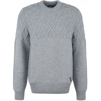 Barbour napůl texturovaný, napůl hladký svetr International Cable Knitted Jumper grey marl