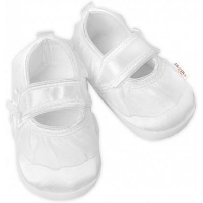 Baby Nellys kojenecké capáčky botičky saténové s volánkem bílé – Zboží Mobilmania