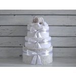 dortNEdort Třípatrový plenkový dort s plyšovým medvídkem nebo sloníkem usínáčkem Šedá deka bílá mašle pro chlapečka – Hledejceny.cz