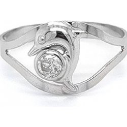 Beny Jewellery prsten Delfín se Zirkonem z Bílého Zlata 7131537