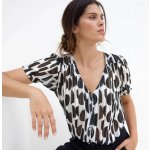 Voálová halenka na knoflíčky s potiskem černá/režná – Hledejceny.cz