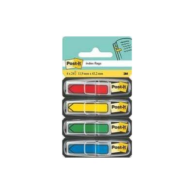 Samolepicí záložky se zásobníkem, mix barev, 12 x 43 mm, 4x 24 listů, tvar šipky, 3M POSTIT 70001449 – Hledejceny.cz