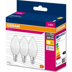 Osram Žárovka LED VALUE CLB60 E14 7W/827 3balení BASECLB60 svíčka