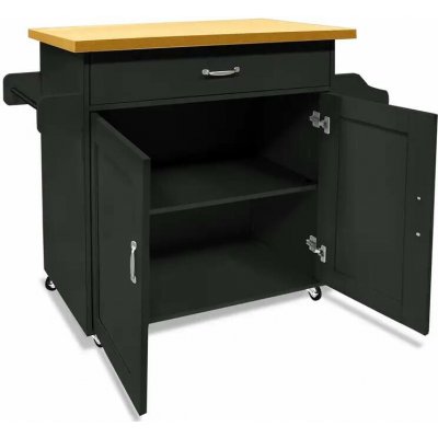 Servírovací stolek kolečka kov dřevo černá/buk NoBi ERIK – Zboží Dáma