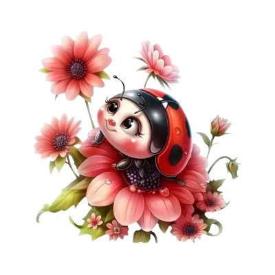 Nažehlovací obrázek - beruška na kytce (18,0 x 18,0 cm) – Zboží Mobilmania