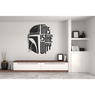 Lepy.cz Samolepka na zeď Star Wars - Mandalorian, rozměry l02x120cm Ledová modrá