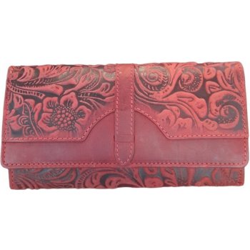 Vera Pelle Dámská kožená peněženka květiny červená 1854 18 RED