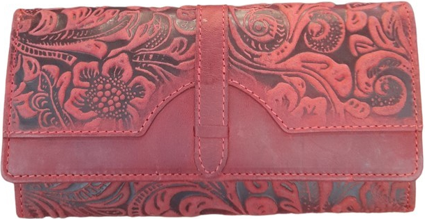 Vera Pelle Dámská kožená peněženka květiny červená 1854 18 RED