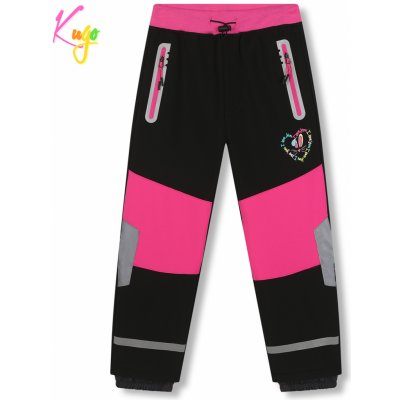 Kugo HK5609 Dívčí softshellové kalhoty zateplené černá / růžové zipy – Zboží Mobilmania