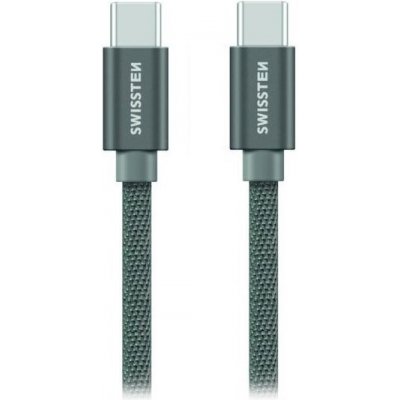 Swissten 71527202 USB-C na USB-C, USB 2.0, zástrčka C - zástrčka C, opletený, 1,2m, šedý – Zboží Mobilmania