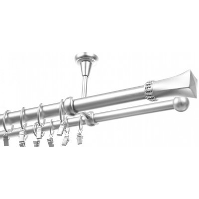 Garol Stropní kovová garnýž dvojitá Almero stříbrná exclusive komplet 300 cm – Sleviste.cz