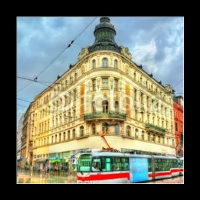 Obraz 1D - 50 x 50 cm - City tram in the old town of Brno, Czech Republic Městská tramvaj ve starém městě Brně, Česká republika – Zboží Mobilmania