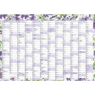 Nástěnný roční 600x420 mm Levandule 2026 – Zboží Mobilmania