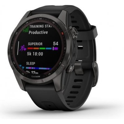 Garmin fenix 7S Sapphire Solar Titan Carbon Gray/ Black Silicone Band