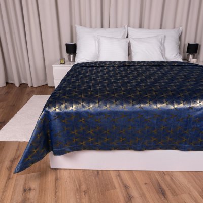 Biante Sametový přehoz na postel Isabela IBL-011 Rose Gold trojúhelníky na královsky modrém Na míru – Sleviste.cz