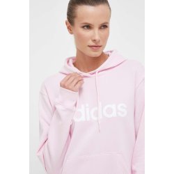 adidas bavlněná mikina dámská růžová s kapucí s potiskem IL3343