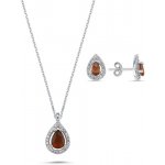 Olivie stříbrná souprava kapka garnet 5829 – Zboží Dáma
