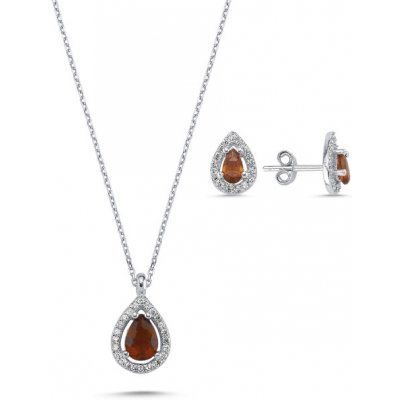 Olivie stříbrná souprava kapka garnet 5829 – Zboží Dáma