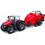 Bburago Farm Traktor Massey Ferguson 8740S + Baler Lifter Rood 1:50 – Hledejceny.cz