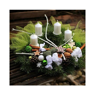 Balkonika Adventní věnec zelená-bílá 30 cm – Hledejceny.cz