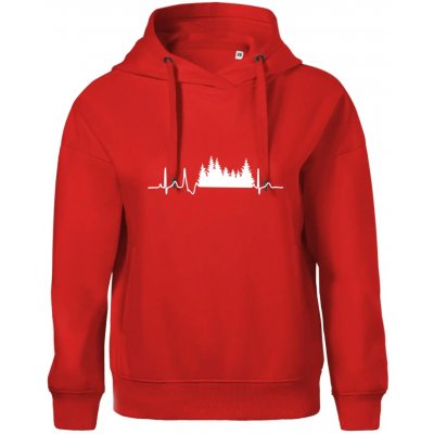 EKG les Oversized mikina dámská Moon kratší + širší Červená – Zboží Dáma