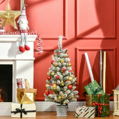HOMCOM Zasněžený vánoční stromeček Ø40x90 cm LED | zeleno-bílý – Hledejceny.cz