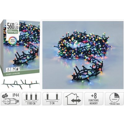 Koopman Řetěz LED 560L, Multi, zelený kabel, 11 m – Hledejceny.cz