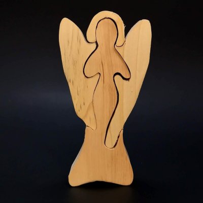 Amadea dřevěné puzzle anděl masivní dřevo dvou druhů dřevin 15 cm