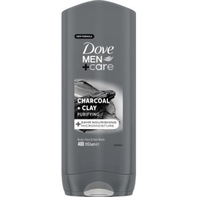 Dove Men + Care Charcoal + Clay 400 ml osvěžující sprchový gel s dřevěným uhlím a jílem pro muže – Zbozi.Blesk.cz