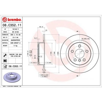 Brzdový kotouč BREMBO 08.C352.11 | Zboží Auto