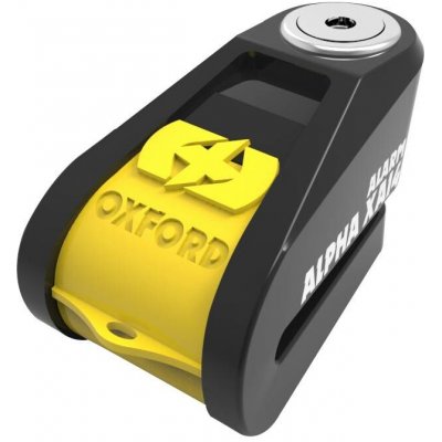 OXFORD zámek brzdového kotouče s alarmem ALPHA XA14 barva černá/žlutá fluorescenční (PIN 14mm) | Zboží Auto