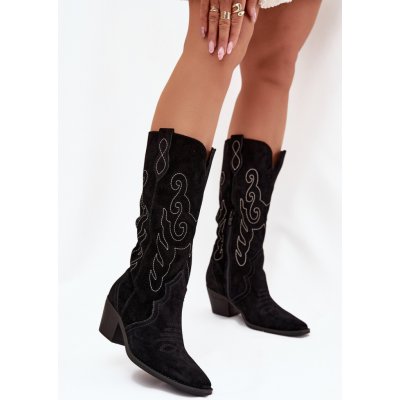 Zazoo Semišové Dámské Kopytové Boty Na Podpatku Hnědé Karira bílá hnědá – Zboží Mobilmania