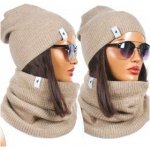 Zimní set Maria čepice a nákrčník krémová – Zbozi.Blesk.cz