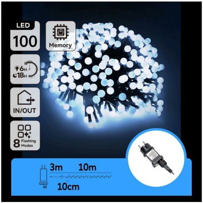 Aigostar LED Ven. dekorační řetěz 100xLED/3,6W/230V/8 funkcí 10m IP44 stu bílá B103031OG – Hledejceny.cz