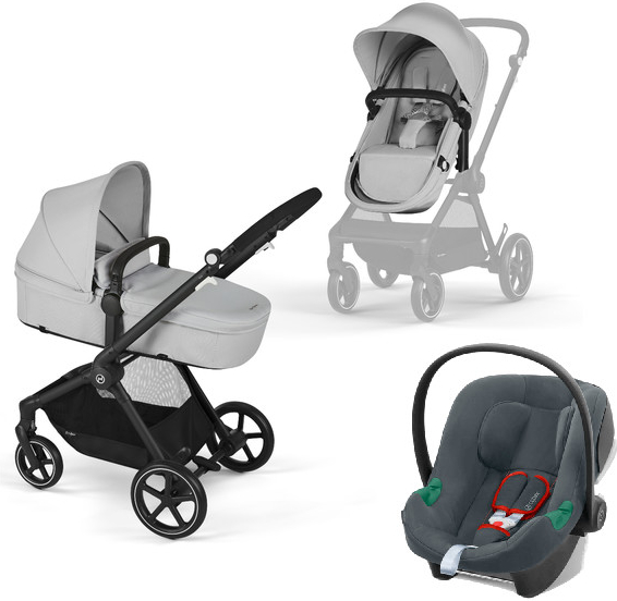 Cybex Eos Basic 3v1 Kombinovaný Rám Černý + Adaptéry + Autosedačka Aton B2 I-size Lava Grey 2023