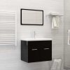 Koupelnový nábytek Nábytek XL 2dílná koupelnová sestava černá vysoký lesk kompozitní dřevo