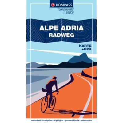 KOMPASS Fahrrad-Tourenkarte Alpe Adria Radweg 1:50.000 – Sleviste.cz