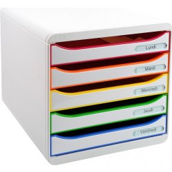 Exacompta zásuvkový box Iderama, A4 maxi, 5 zásuvek, PS, bílý