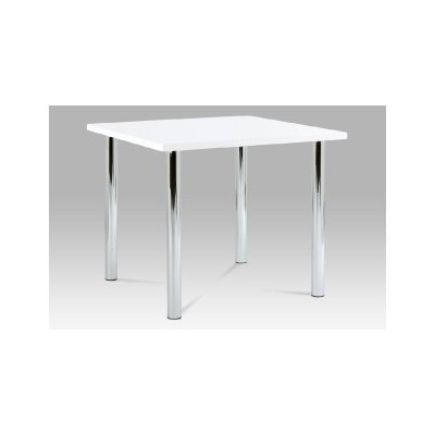 Autronic Jídelní stůl 90x90 cm, chrom / vysoký lesk bílý AT-1913B WT