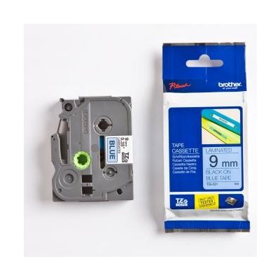 Brother originální páska do tiskárny štítků, Brother, TZE-521, černý tisk/modrý podklad, laminovaná, 8m, 9mm – Zboží Živě