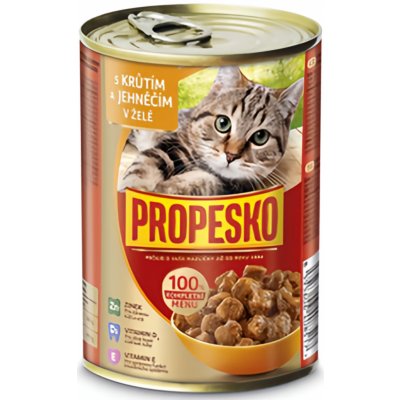 Propesko Cat krůtí a jehněčí v želé kousky 12 x 415 g