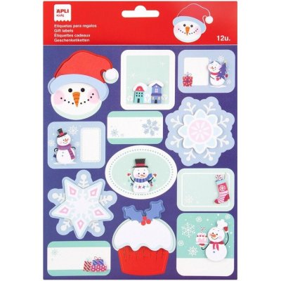 APLI vánoční jmenovky - sněhulák a vločky – Zboží Dáma