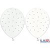 Balónek PartyDeco Balonek latex mix průhledný bílý hvězdy stříbrné 30 cm