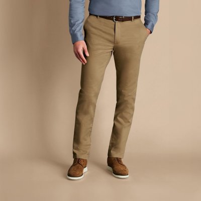 Charles Tyrwhitt Nežehlivé chinos kalhoty Ultimate Non-Iron Chinos Tan – Zboží Dáma