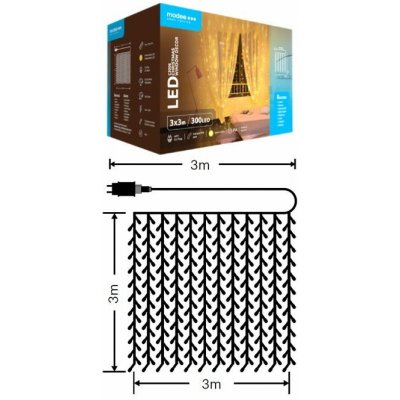 Modee ML-C3006 300LED 3m x 3m vánoční řetěz záclona, teplá 8 programů IP44 – Hledejceny.cz